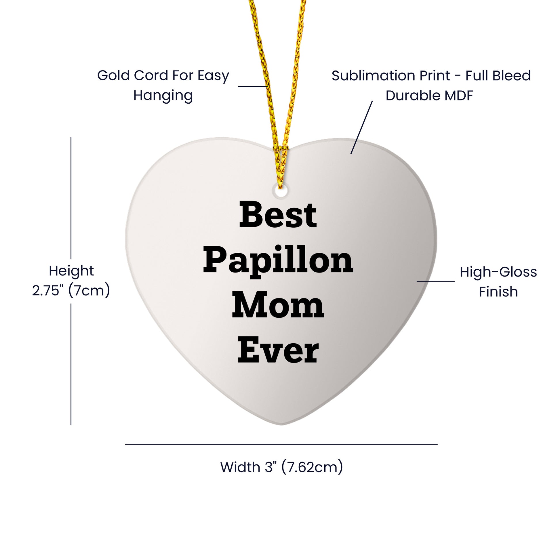 Papillon Dog Lover Gifts from Best Papillon Mom Ever for Christmas Heart Ornament