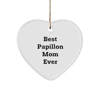 Papillon Dog Lover Gifts from Best Papillon Mom Ever for Christmas Heart Ornament