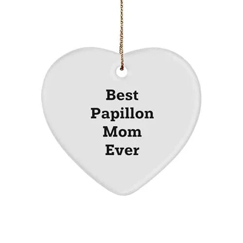 Papillon Dog Lover Gifts from Best Papillon Mom Ever for Christmas Heart Ornament