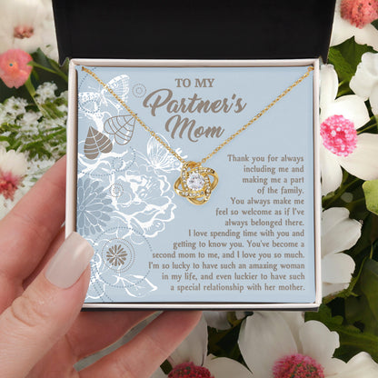 To My Partner's Mom You Make Me Feel Welcomed Love Knot Pendant Necklace - Mallard Moon Gift Shop