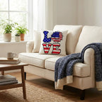 Patriotic Love Pillow, USA Flag Sunflower Throw Pillow, Indoor Outdoor Polyester Cushion, 4th of July Home Decor, American Flag Accent Pillow