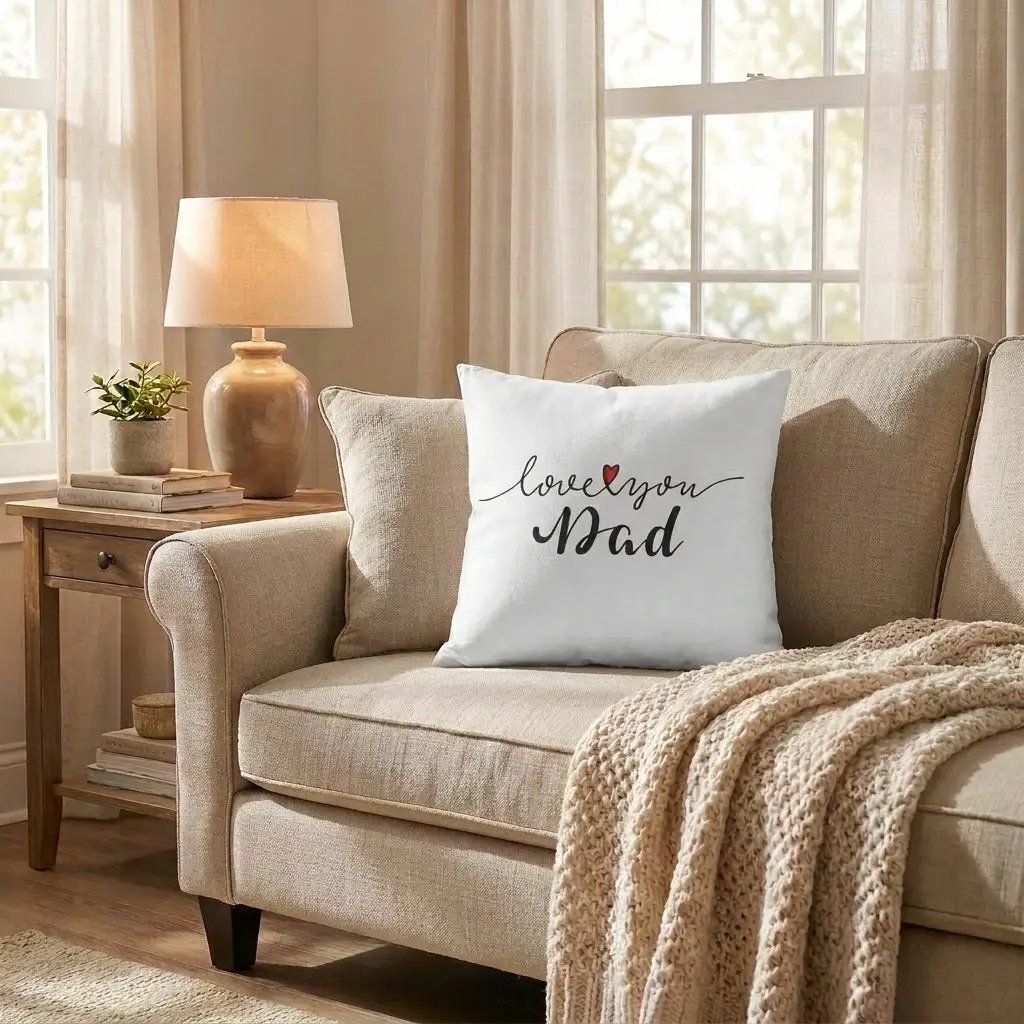 Dad Throw Pillow Gift for Father, Love You Dad Cushion, Indoor Outdoor Decorative Pillow, Father's Day Gift for Dad Home Decor