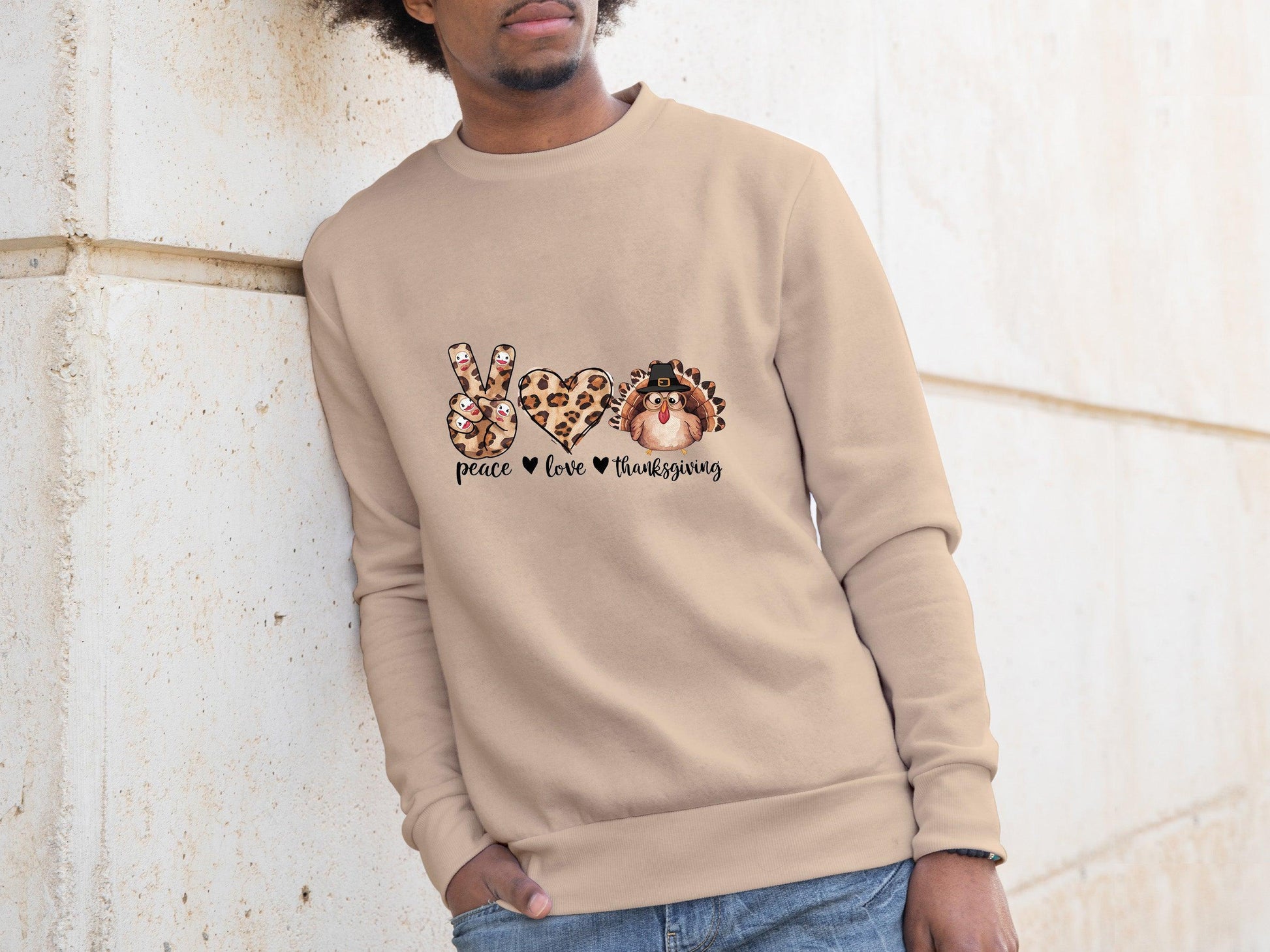 Peace Love Thanksgiving Holiday Sweatshirt - Mallard Moon Gift Shop