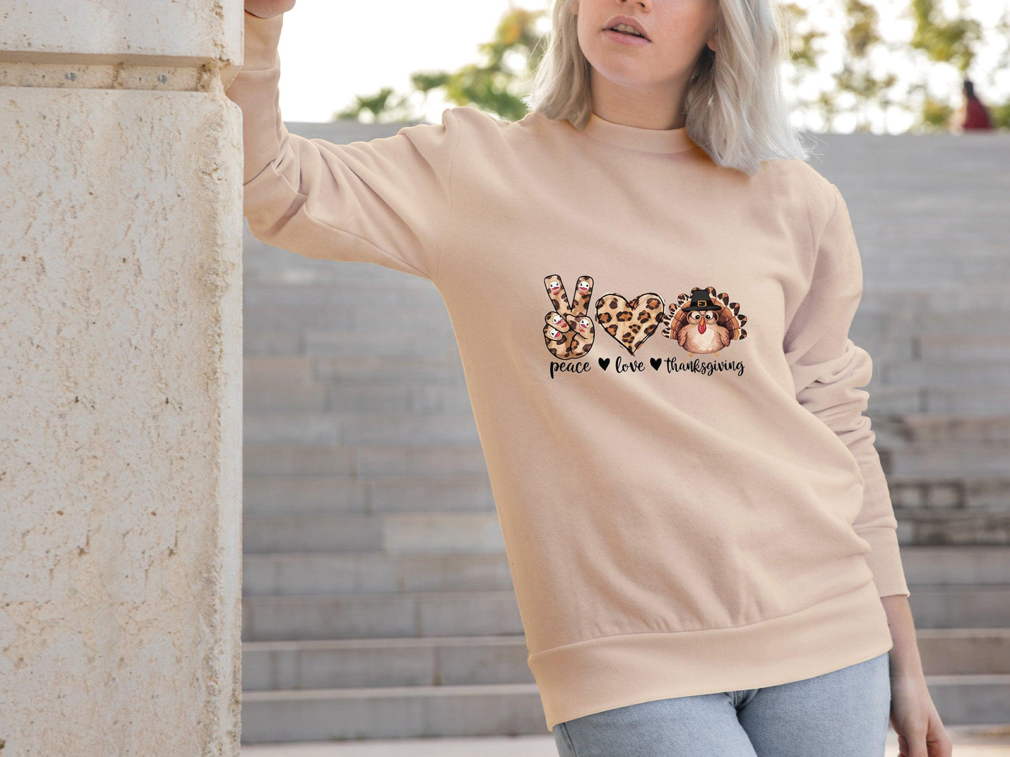 Peace Love Thanksgiving Holiday Sweatshirt - Mallard Moon Gift Shop