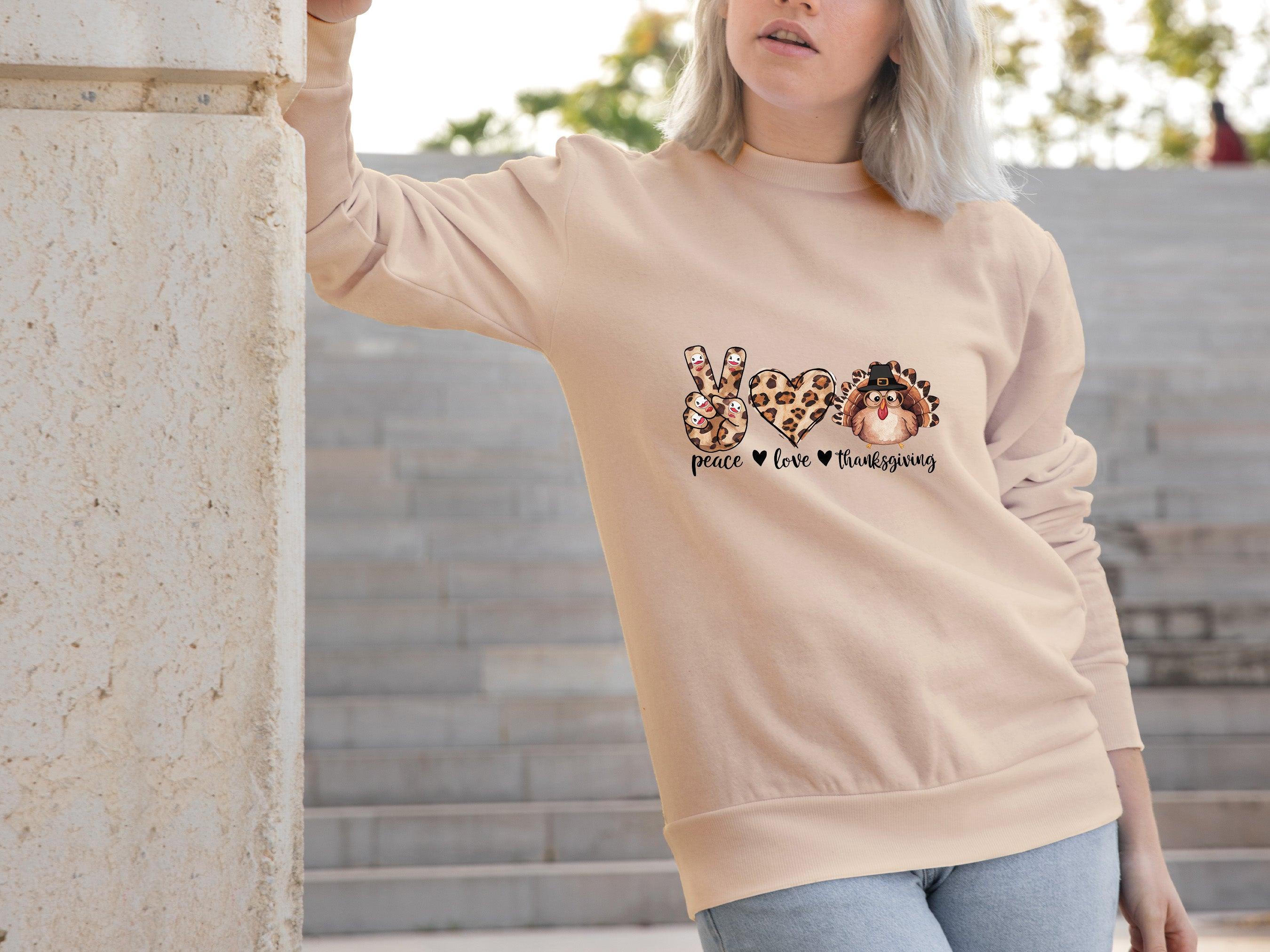 Peace Love Thanksgiving Holiday Sweatshirt - Mallard Moon Gift Shop