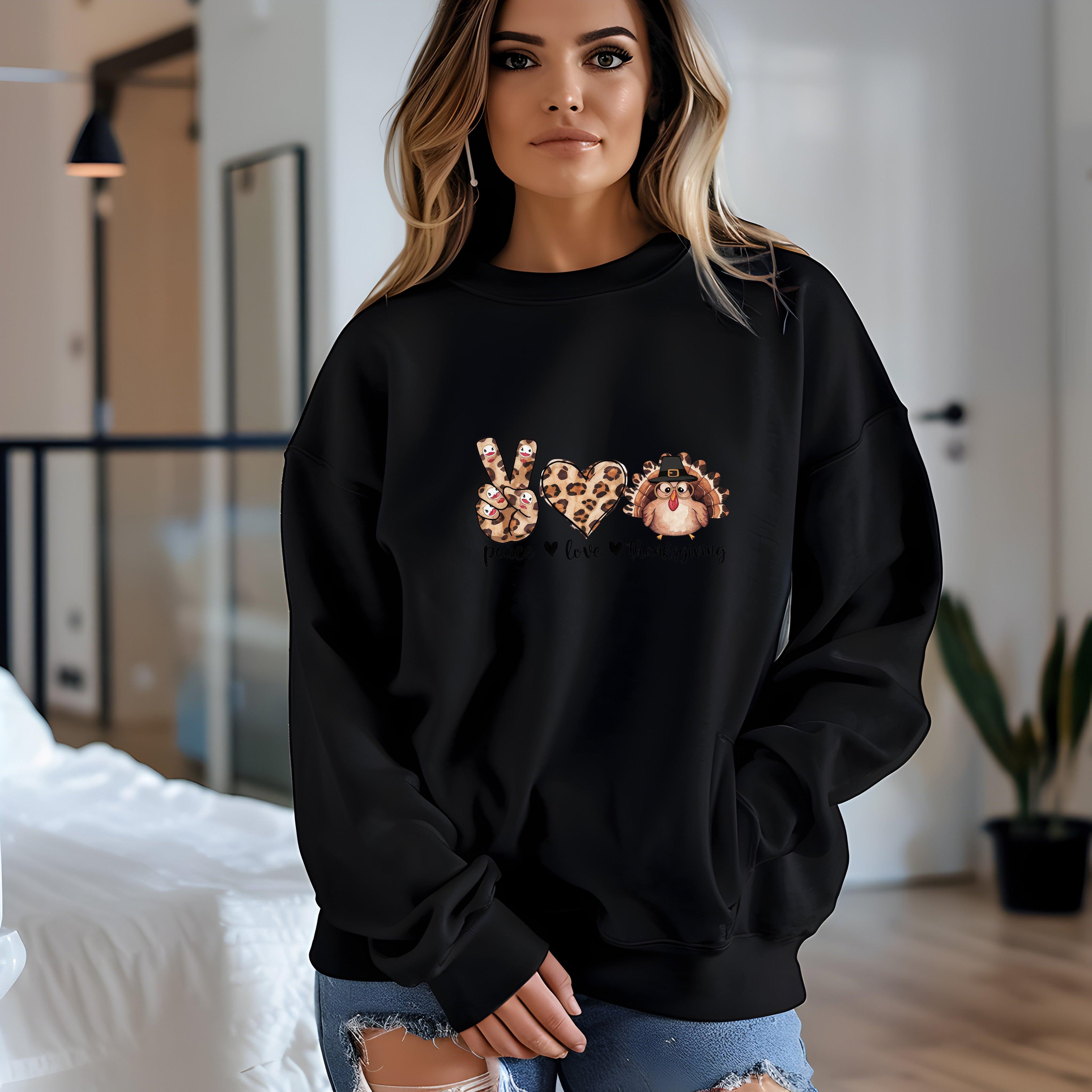 Peace Love Thanksgiving Holiday Sweatshirt - Mallard Moon Gift Shop