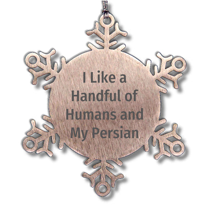 Persian Cat Lovers Snowflake Ornament Funny Quote - I Like A Handful Of Humans And My Persian,3.14 Inch Premium Stainless Steel, Christmas Unique Gift - Mallard Moon Gift Shop