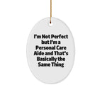 Personal Care Aide Gifts from Friends - Oval Ornament with Funny Quote, Christmas Unique Presents for Women, Men, Coworkers, Family