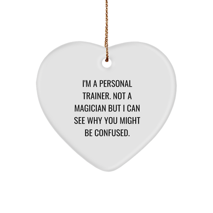 Personal Trainer Gifts from Friends - Funny Heart Ornament for Personal Trainer Lover - Unique Christmas Unique Gifts for Men, Women, Coworkers, or Family