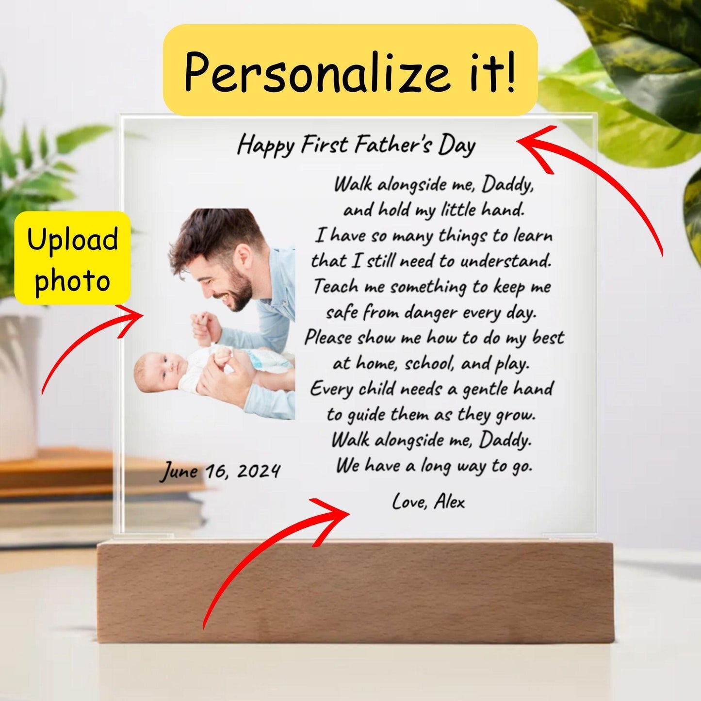 First Father's Day Custom Photo Upload Acrylic Plaque - Mallard Moon Gift Shop