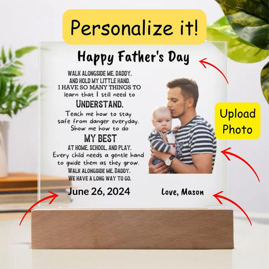 Gift for Dad Walk with Me Personalized Photo Upload Acrylic Plaque - Mallard Moon Gift Shop