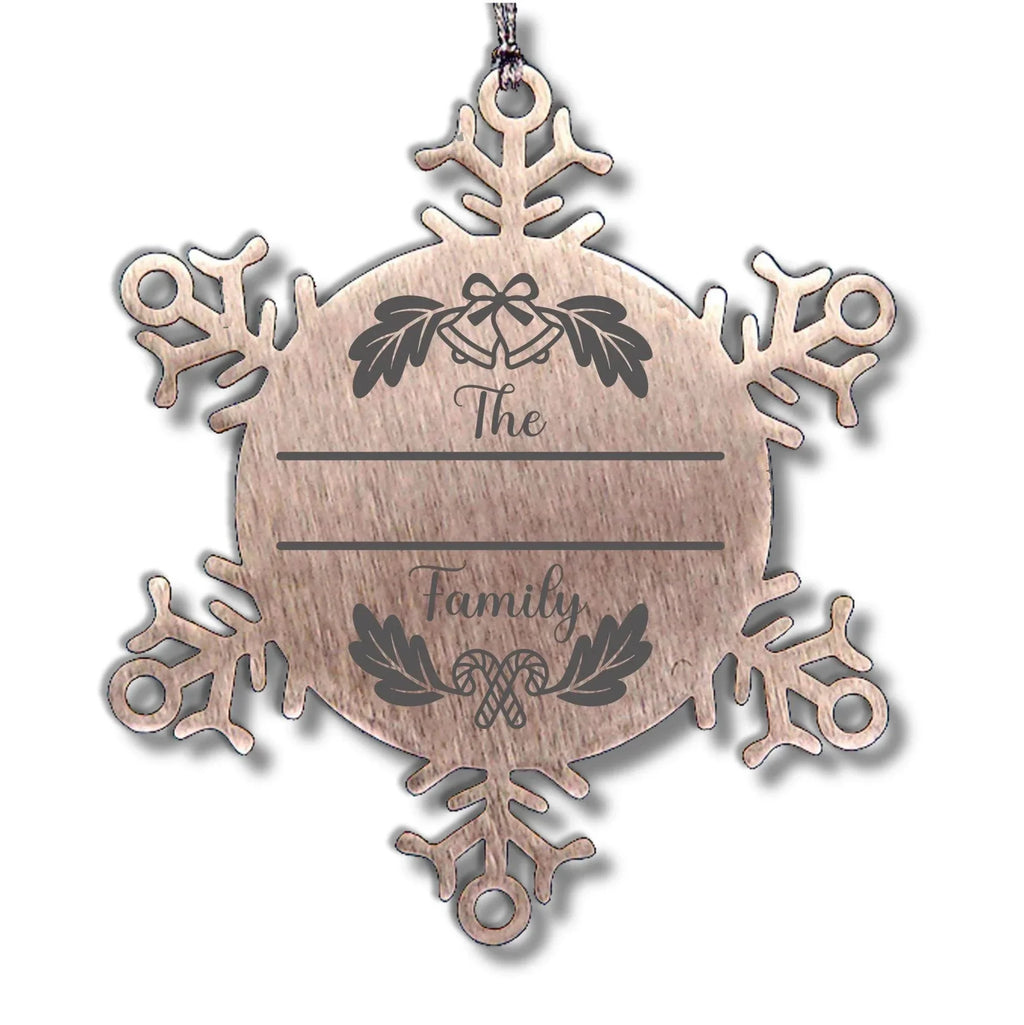 Personalized Christmas Bells Family Name Laser Engraved Stainless Steel Snowflake Tree Ornament