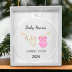 Personalized Baby Coming Soon Christmas Ornament 2025 – Custom Pregnancy Announcement Keepsake Ornament for New Parents, Grandparents & Family