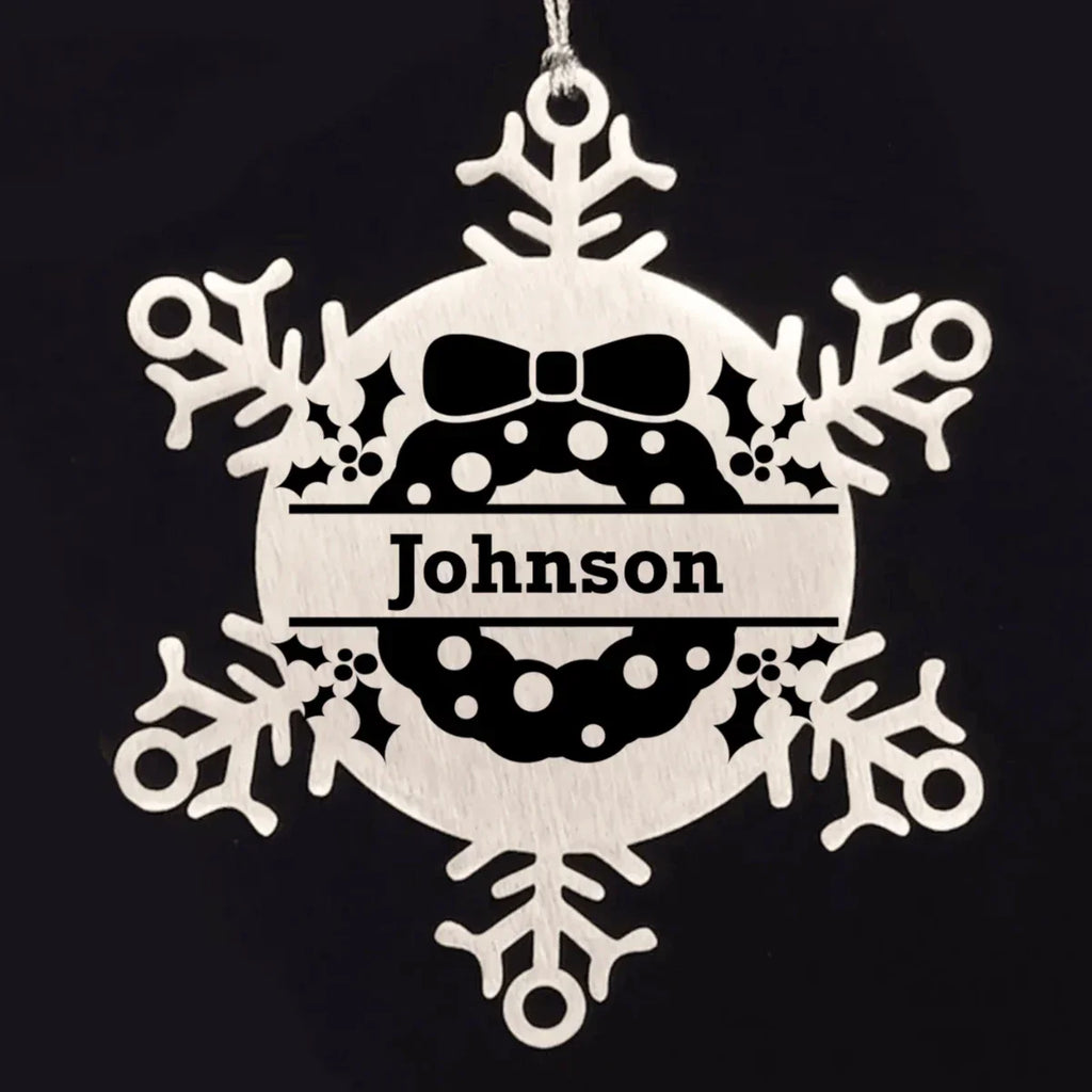 Personalized Christmas Wreath Laser Engraved Snowflake Stainless Steel Tree Ornament