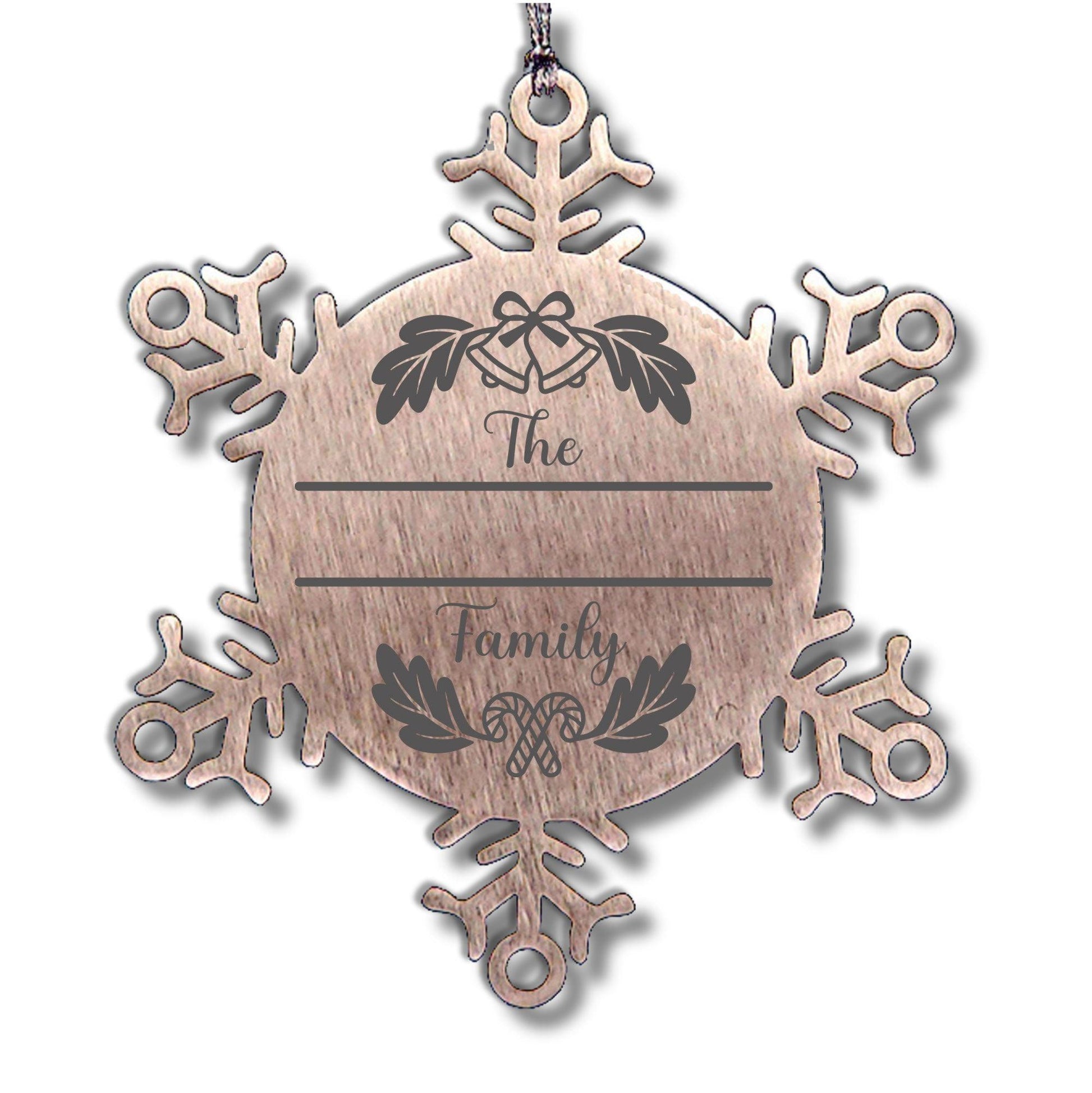 Personalized Family Name Christmas Bells Laser Engraved Stainless Steel Snowflake Tree Ornament