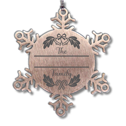 Personalized Family Name Christmas Bells Laser Engraved Stainless Steel Snowflake Tree Ornament