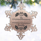 Personalized Family Name Christmas Bells Laser Engraved Stainless Steel Snowflake Tree Ornament