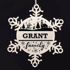 Personalized Family Name Christmas Laser Engraved Stainless Steel Snowflake Tree Ornament
