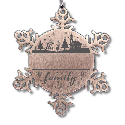 Personalized Family Name Christmas Laser Engraved Stainless Steel Snowflake Tree Ornament
