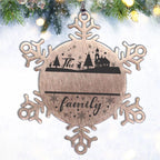 Personalized Family Name Christmas Laser Engraved Stainless Steel Snowflake Tree Ornament