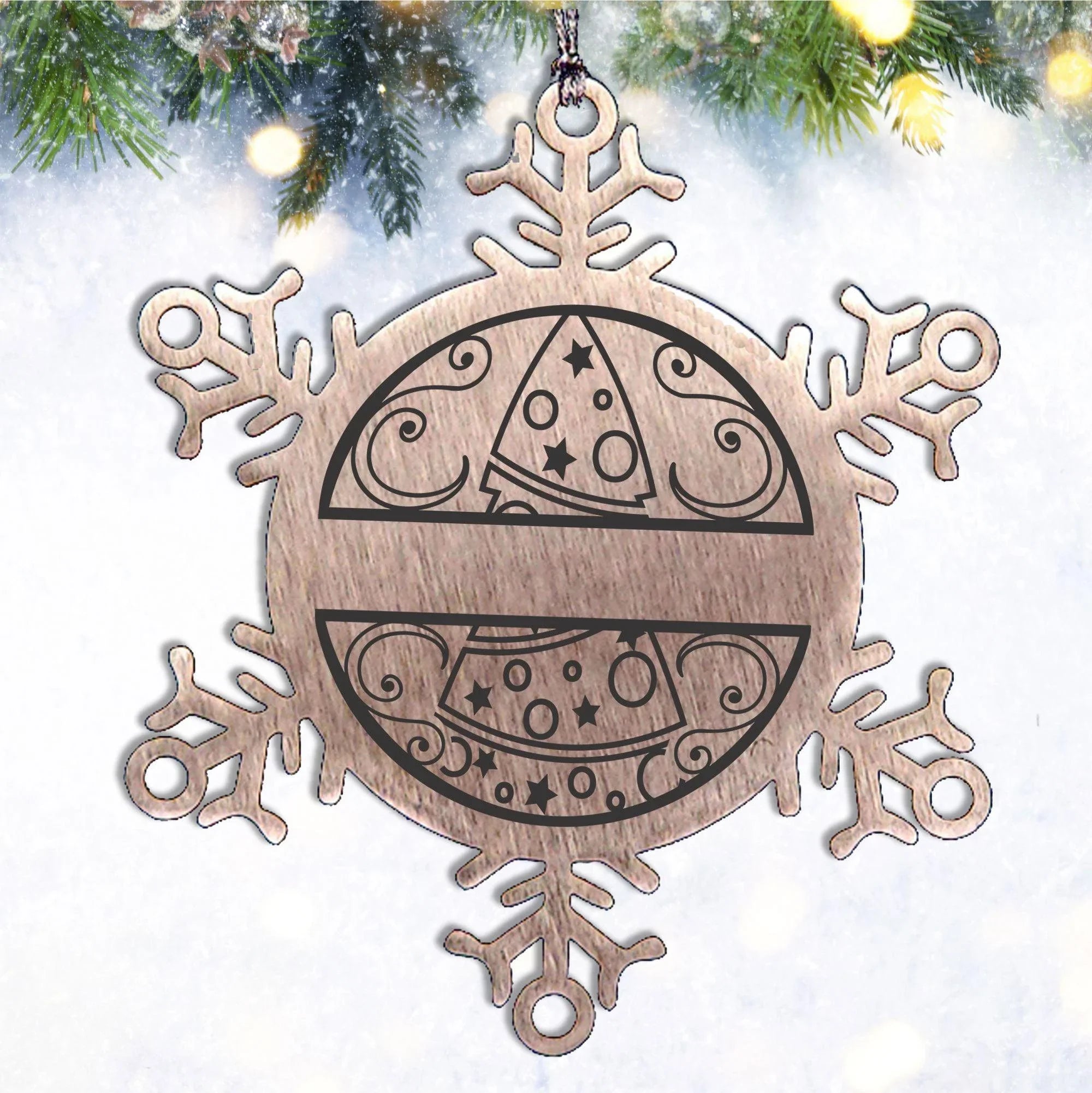 Personalized Family Name Laser Engraved Stainless Steel Snowflake Tree Keepsake Ornament
