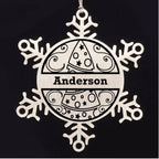 Personalized Family Name Laser Engraved Stainless Steel Snowflake Tree Keepsake Ornament