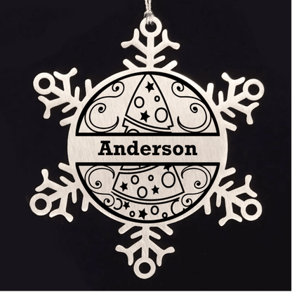 Personalized Family Name Laser Engraved Stainless Steel Snowflake Tree Keepsake Ornament