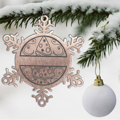 Personalized Family Name Laser Engraved Stainless Steel Snowflake Tree Keepsake Ornament