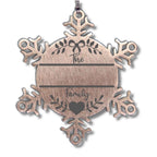 Personalized Family Name Laser Engraved Stainless Steel Snowflake Tree Ornament