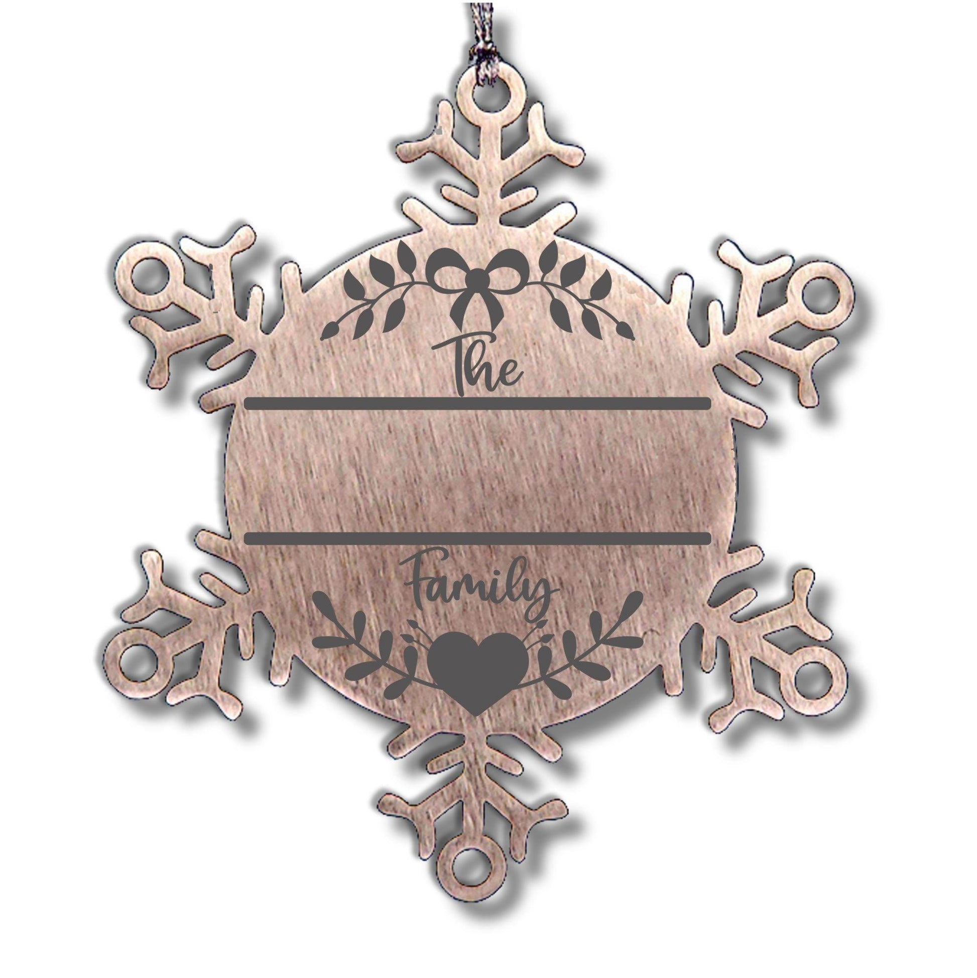 Personalized Family Name Laser Engraved Stainless Steel Snowflake Tree Ornament