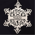 Personalized Family Name Laser Engraved Stainless Steel Snowflake Tree Ornament Candy Canes