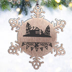 Personalized Family Name Laser Engraved Stainless Steel Snowflake Tree Ornament - Home for the Holidays