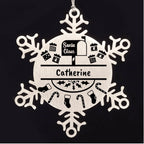 Personalized Family Name Laser Engraved Stainless Steel Snowflake Tree Ornament Santa's Mail