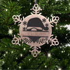 Personalized Family Name Santa Claus Laser Engraved Stainless Steel Snowflake Tree Ornament
