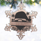 Personalized Family Name Santa Claus Laser Engraved Stainless Steel Snowflake Tree Ornament