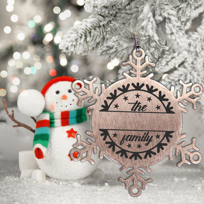 Personalized Family Name Snowflake Stainless Steel Engraved Ornament - Mallard Moon Gift Shop