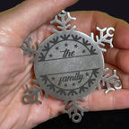 Personalized Family Name Snowflake Ornament – Custom Stainless Steel Christmas Keepsake with Gift Bag – Engraved Holiday Decor for Family or Friends