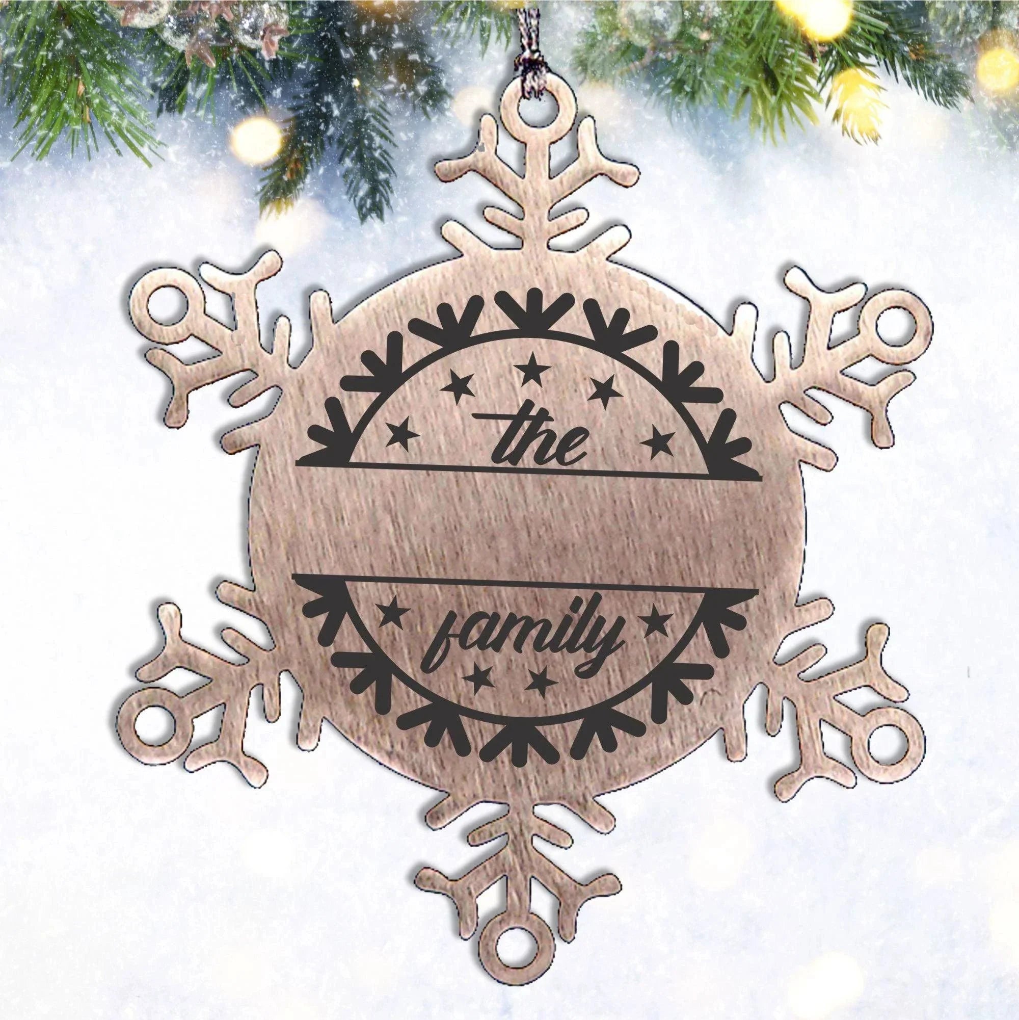 Personalized Family Name Snowflake Ornament – Custom Stainless Steel Christmas Keepsake with Gift Bag – Engraved Holiday Decor for Family or Friends