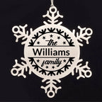Personalized Family Name Snowflake Ornament – Custom Stainless Steel Christmas Keepsake with Gift Bag – Engraved Holiday Decor for Family or Friends