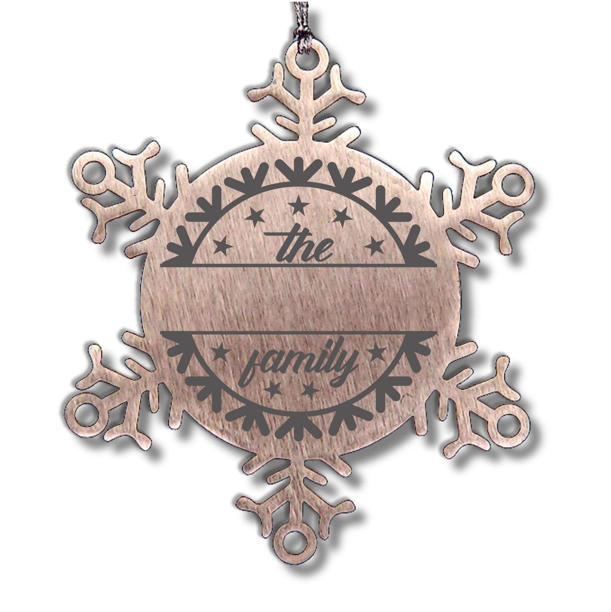 Personalized Family Name Snowflake Stainless Steel Engraved Ornament - Mallard Moon Gift Shop