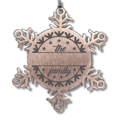 Personalized Family Name Snowflake Stainless Steel Engraved Ornament - Mallard Moon Gift Shop