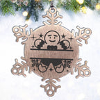 Personalized Gingerbread Man Snowflake Wreath Tree Ornament Family Name Laser Engraved Stainless Steel