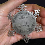 Personalized Merry Christmas Y'all Stainless Steel Laser Engraved Snowflake Tree Ornament