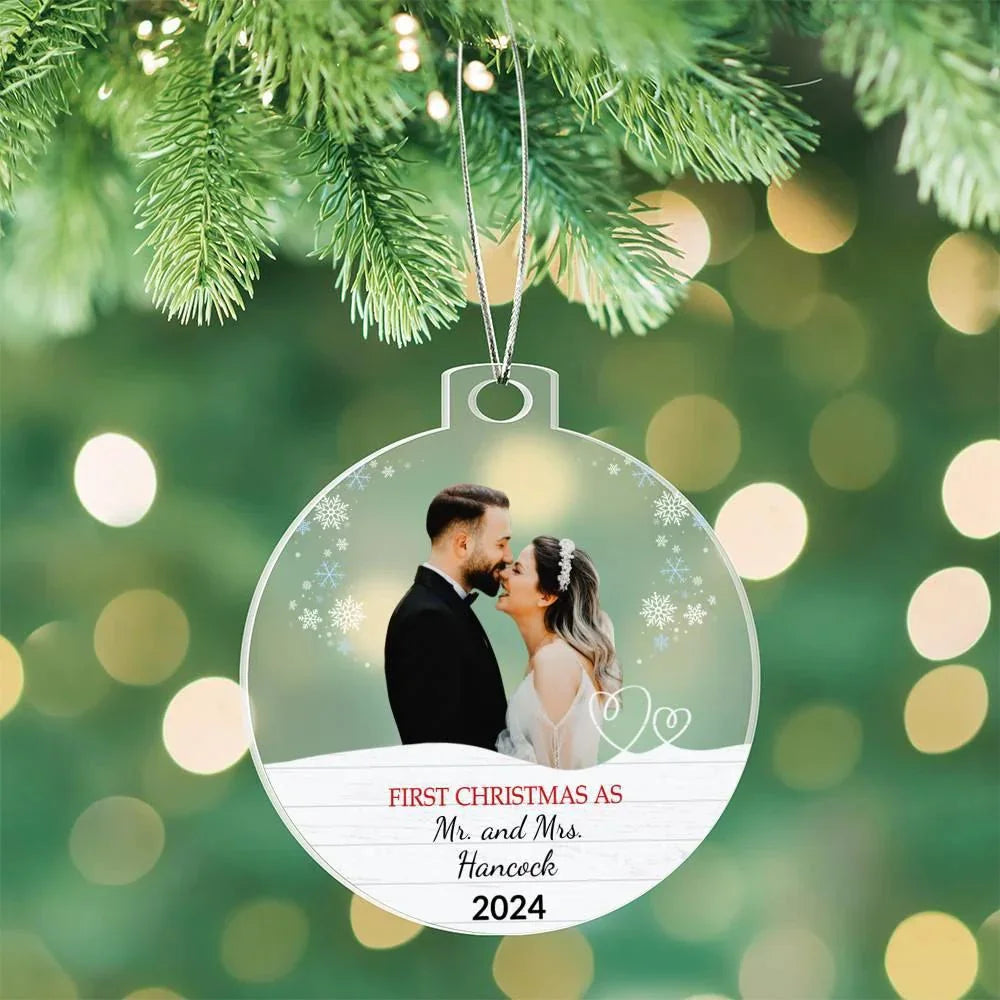Personalized Our First Christmas as Mr. and Mrs. Acrylic Ornament