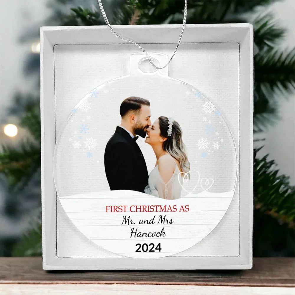 Personalized Our First Christmas as Mr. and Mrs. Acrylic Ornament