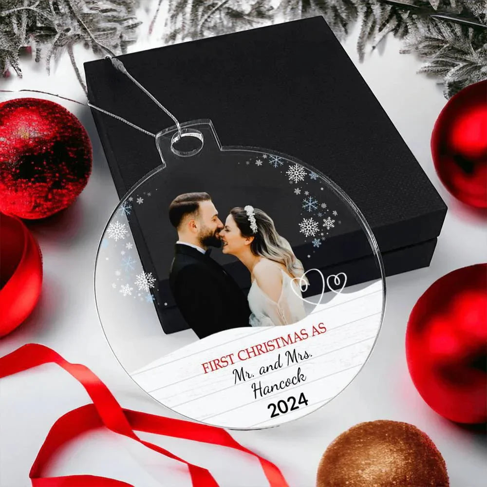 Personalized Our First Christmas as Mr. and Mrs. Acrylic Ornament