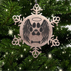 Personalized Pet Name Angel Remembrance Laser Engraved Stainless Steel Snowflake Tree Ornament