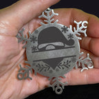 Personalized Santa Claus Family Name Laser Engraved Stainless Steel Snowflake Tree Ornament