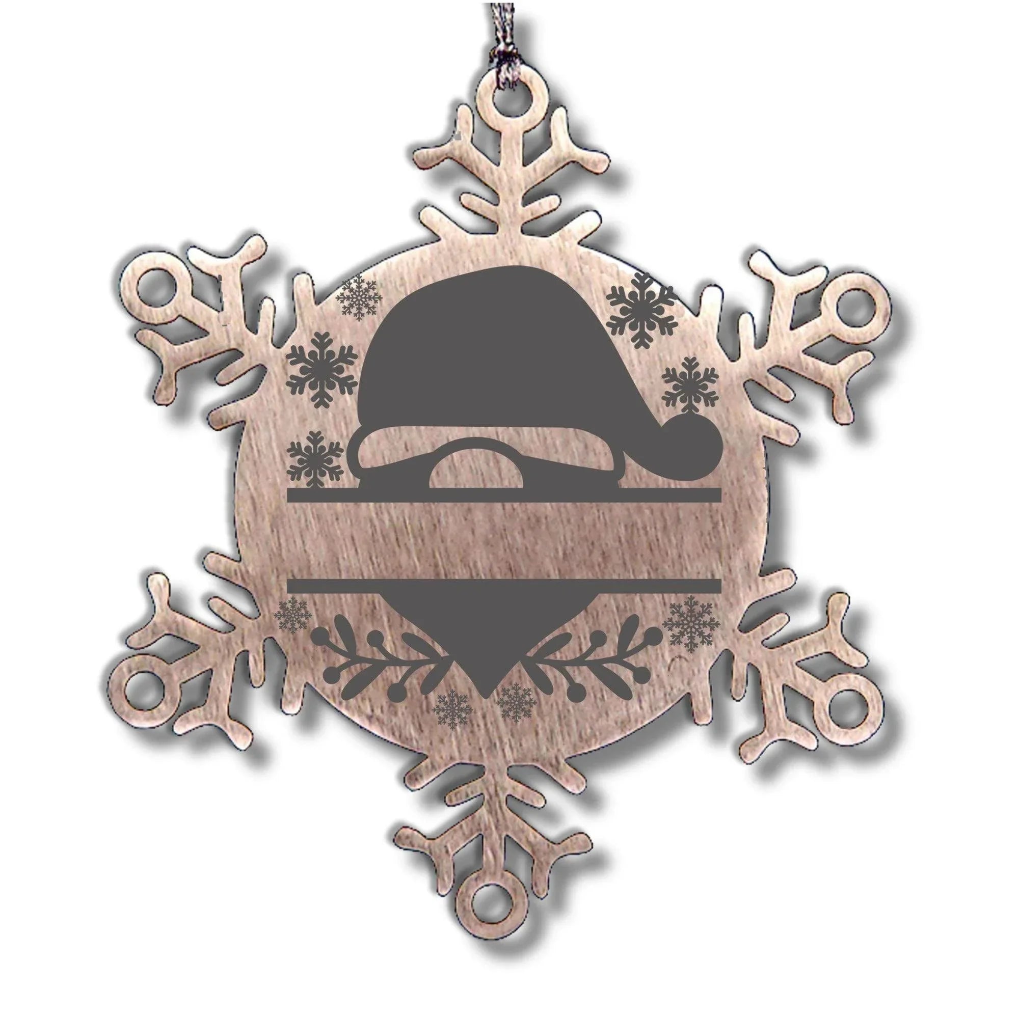 Personalized Santa Claus Family Name Laser Engraved Stainless Steel Snowflake Tree Ornament