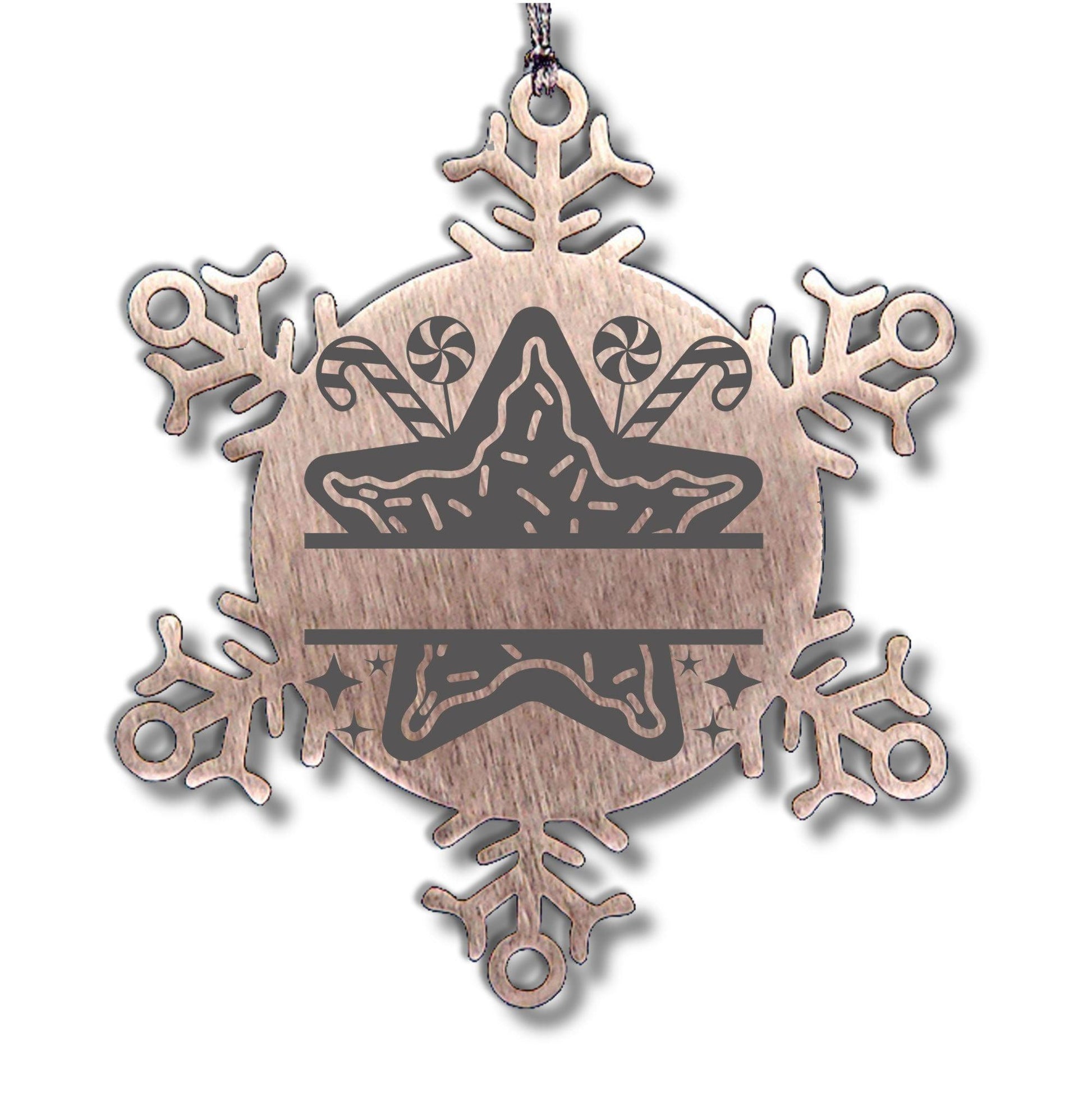Personalized Snowflake Christmas Star Cookie Tree Ornament Family Name Laser Engraved Stainless Steel - Mallard Moon Gift Shop